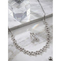  Women's Brass Silver Plated Necklace set (Silver)