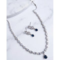  Women's Brass Silver Plated Necklace set (Blue)