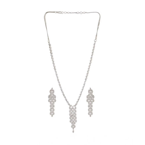 Generic Women's Brass Silver Plated Necklace set (Silver)
