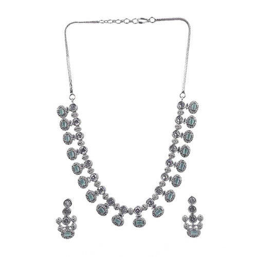 Generic Women's Brass Silver Plated Necklace set (Turquoise)