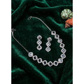  Women's Brass Silver Plated Necklace set (White)