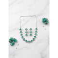  Women's Brass Silver Plated Necklace set (Green)