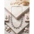  Women's Brass Silver Plated Necklace set (Multicolor)