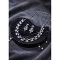  Women's Brass Silver Plated Necklace set (Blue)