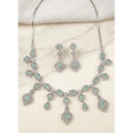  Women's Brass Silver Plated Necklace set (Turquoise)