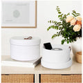  Cotton 3 Pcs Set Roti Box Storage Basket With Lid (White)