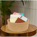  Cotton 8x3 Inch Round 1 Pcs Bedside Organizer With Out Lid (Beige)
