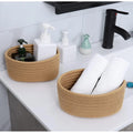  Cotton 8x3 Inch Round 2 Set Bedside Organizer With Out Lid (Beige)