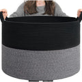  Cotton Pack Of_1 16x14 Inch Storage Basket For Clothes With Out Lid (Black-Gray)