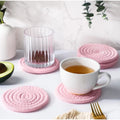  Cotton Rope Drink Coasters 6 Pcs Set (Baby-Pink)