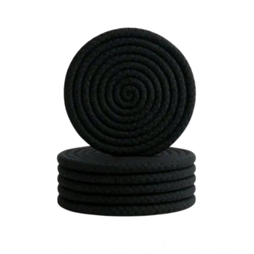 Generic Cotton Rope Drink Coasters 6 Pcs Set (Black)