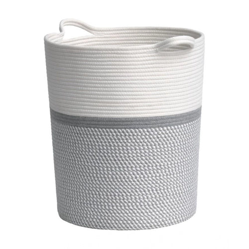 Generic Cotton Pack Of_1 12x14 Inch Storage Basket For Clothes (Grey-White)