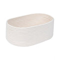 Cotton Oval 10x7x5 Inch Bedside Organizer With Out Lid (White)