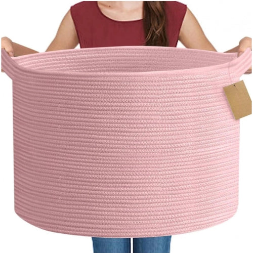 Generic Cotton Pack Of_1 14x12 Inch Storage Basket For Clothes With Out Lid (Pink)