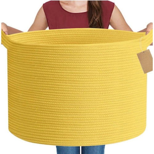 Generic Cotton Pack Of_1 14x12 Inch Storage Basket For Clothes With Out Lid (Yellow)