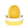  Cotton White 2 Pcs Storage Basket For Clothes (Yellow-White)