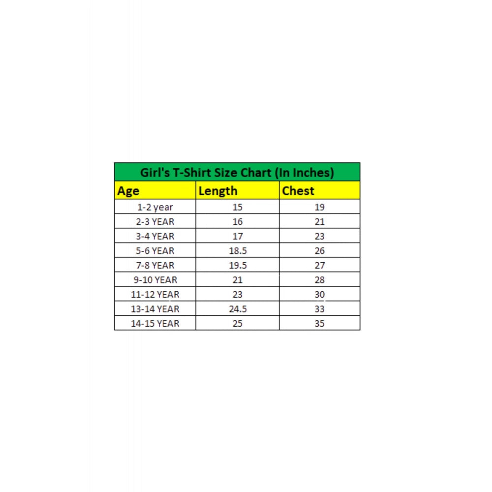 Generic Girl's Cotton Printeded Round Neck T-Shirt (Yellow)