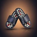  Acupressure And Magnetic Therapy Slippers – Spring Accu Paduka Foot Massager for Blood Circulation (Unisex) (Color: Black)